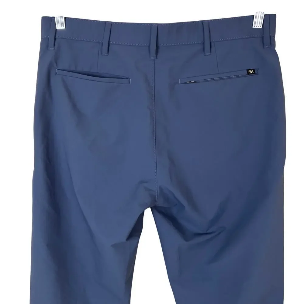 Banana Republic Mens 34x32 Flat Front Pant Chino Slim Fit Blue-grey Performance